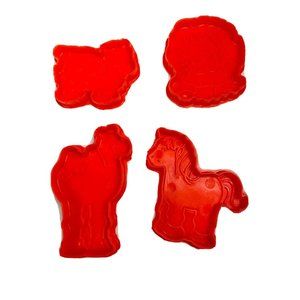 4 Vintage 1978 Orange General Mills GMFGI Giraffe Horse Lion Sheep Cutter